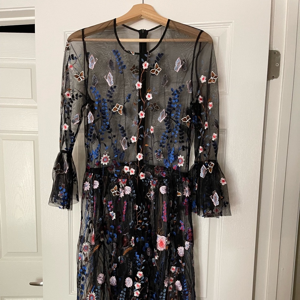 Maxi mesh embroidered dress